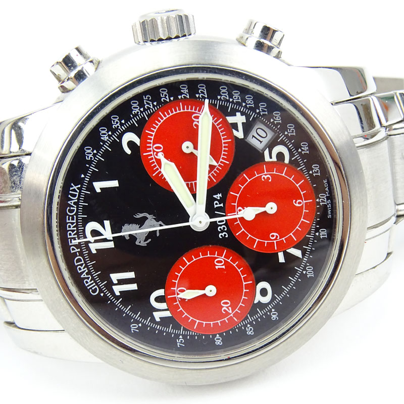 Girard-Perregaux pour Ferrari Stainless Steel Chronograph 330/P4 Ref. 8028 with Boxes and Papers Case measures 40mm.