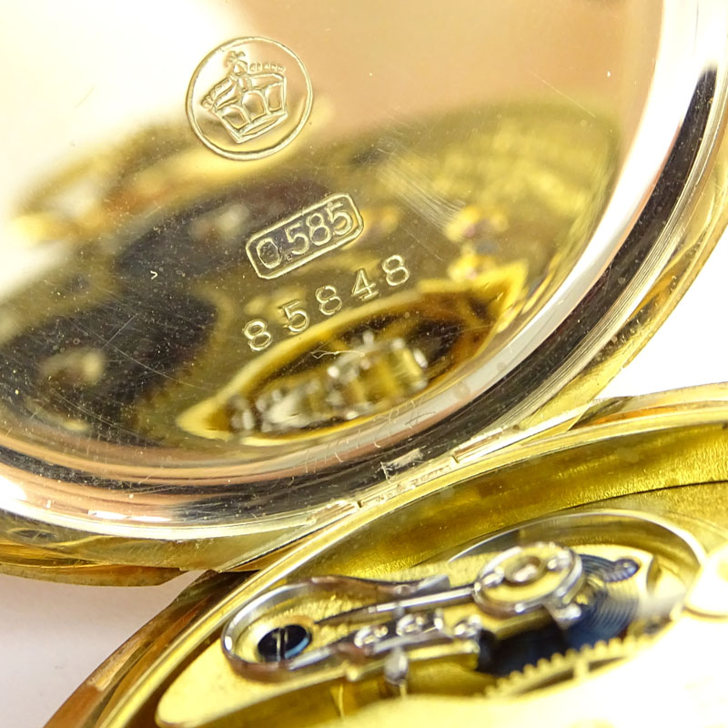 Large Circa 1922 German A. Lange & Sohne 14 Karat Yellow Gold Pocket Watch.