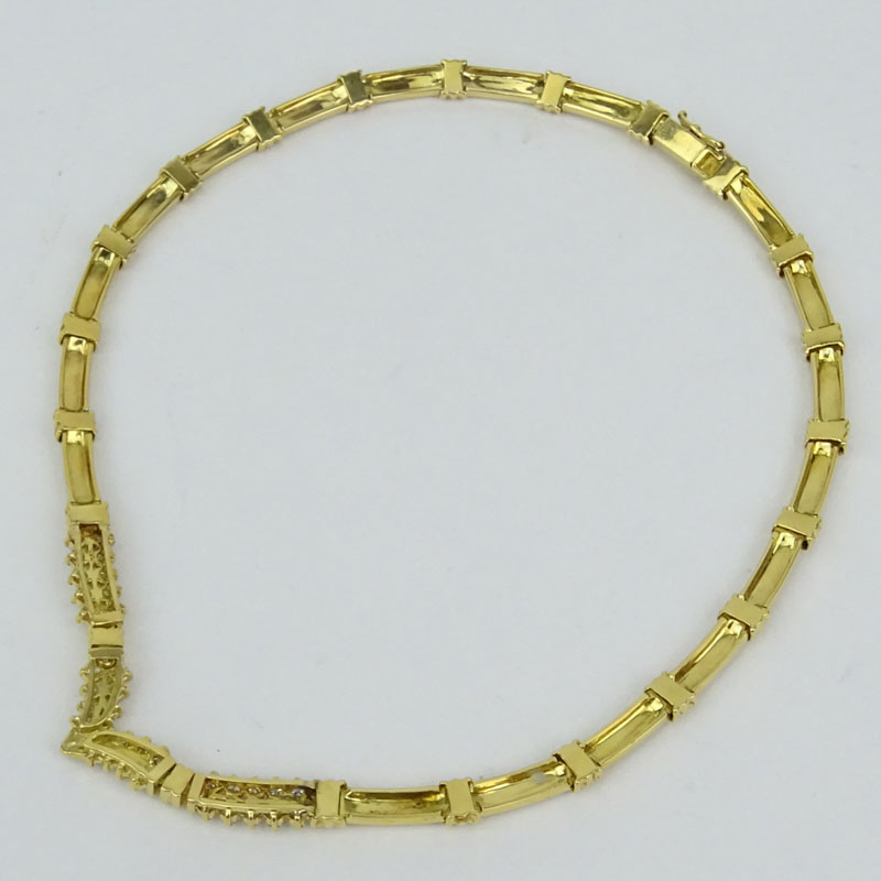 Vintage Round Brilliant Cut Diamond and 18 Karat Yellow Gold Necklace and Bracelet Suite.