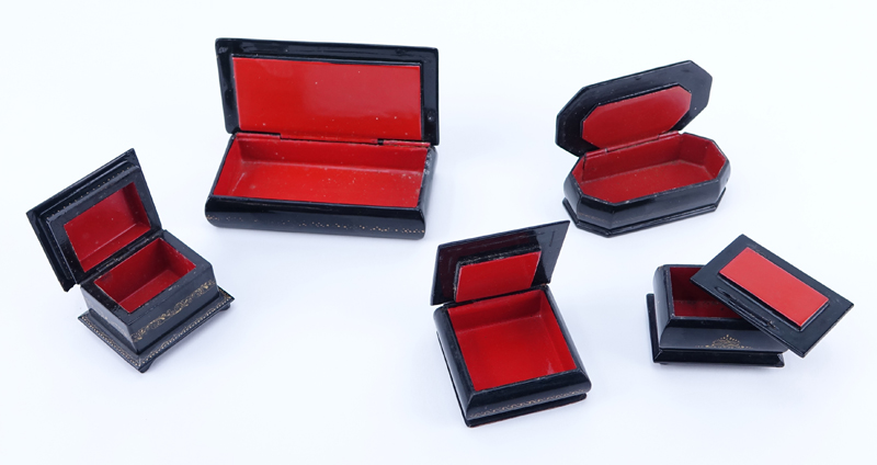 Collection of Five (5) Russian Lacquer Boxes.