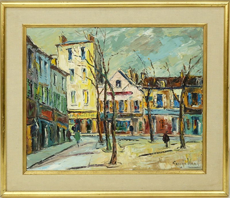 George Hann, British (1900 - 1979) Oil on Canvas "Paris Street Scene" 