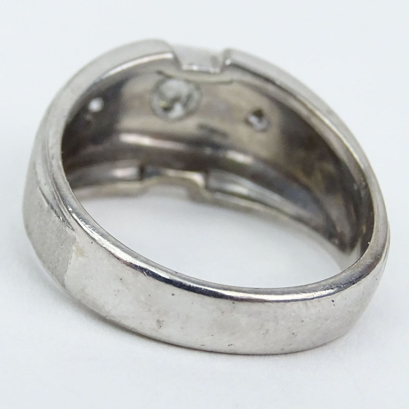 Man's Vintage Round Brilliant Cut Diamond and 14 Karat White Gold Ring.