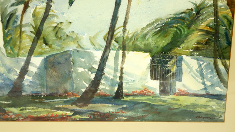 Thomas P Blagden, American (1911 - 2010) Watercolor on paper "Garden Wall"