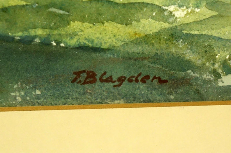 Thomas P Blagden, American (1911 - 2010) Watercolor on paper "Garden Wall"