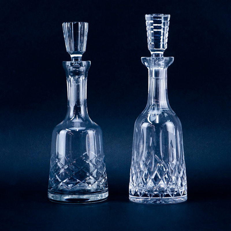 Two (2) Crystal Decanters. One Waterford Lismore