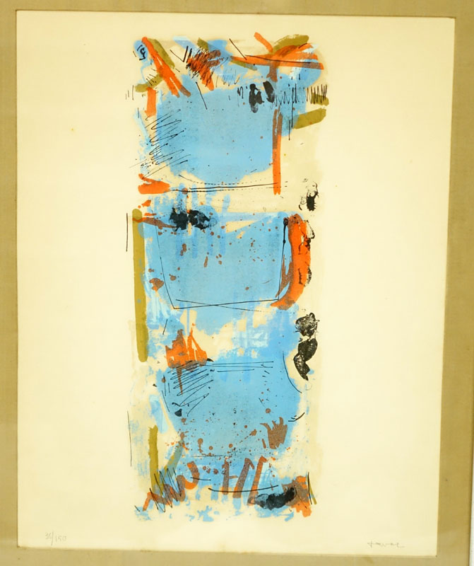 Three (3) Mid-Century Color Lithographs "Abstract" Signed (indistinctly) and numbered