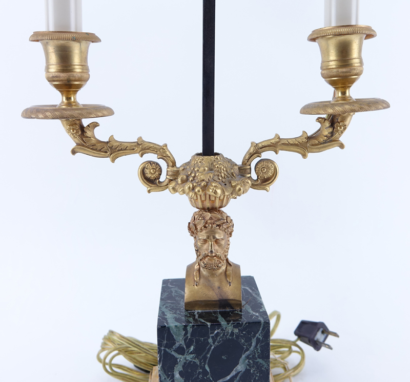 Bronze Figural Bouillotte Lamp With Later Tole Shade