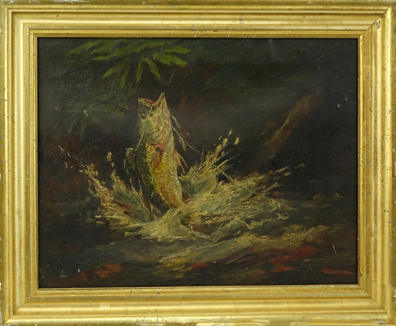 Charles Frederick (William) Mielatz, American (1864 - 1919) Oil on canvas "Oswego Bass, Caloosahatchie River, FLA"