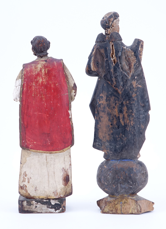 Collection of Two (2) Early Carved Wood Santos Figures
