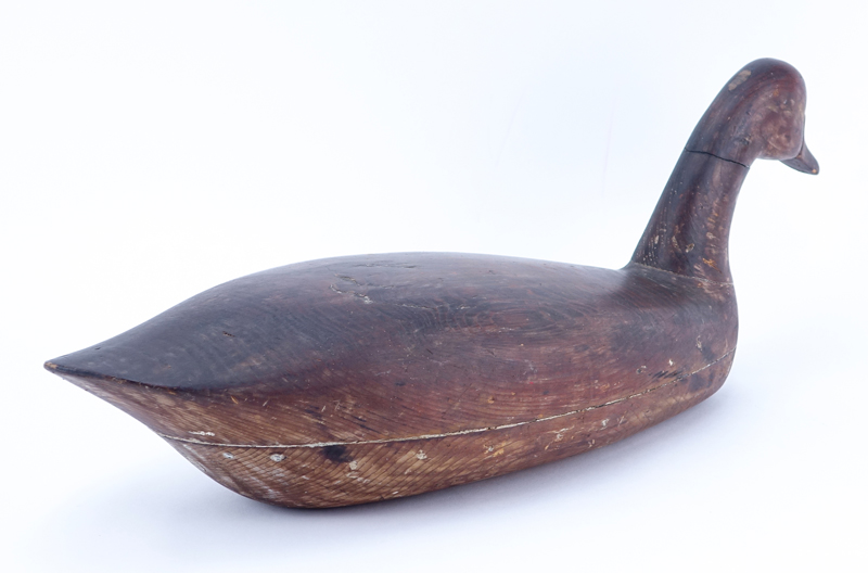 Large Vintage Wooden Duck Decoy with Distressed Paint