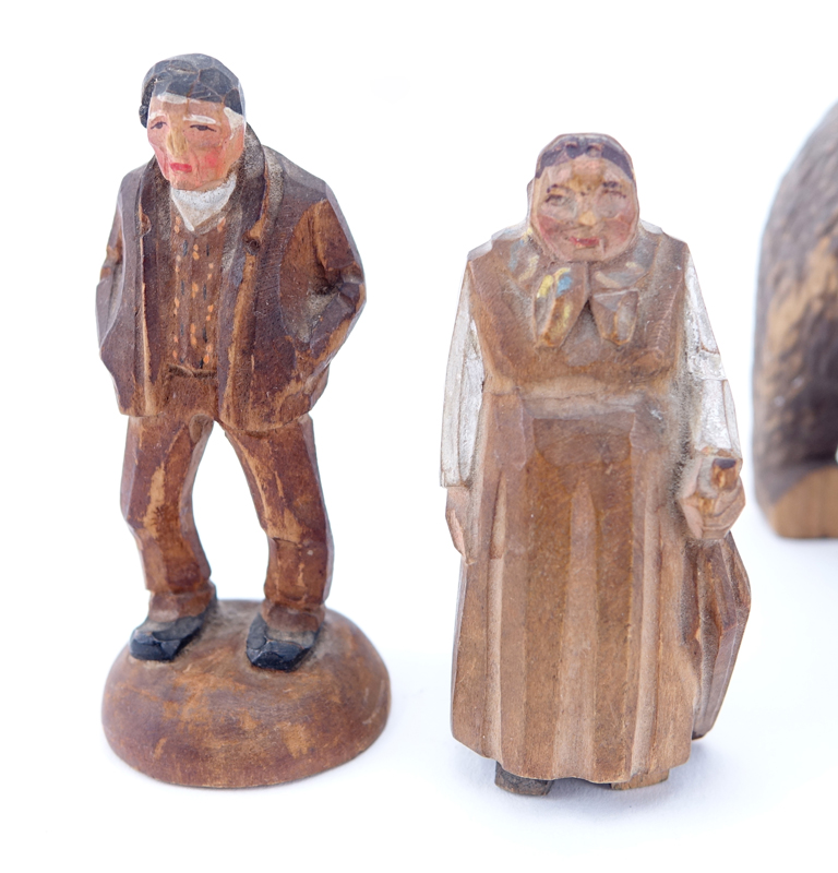Lot of Five (5) Probably German Carved Wood Figures
