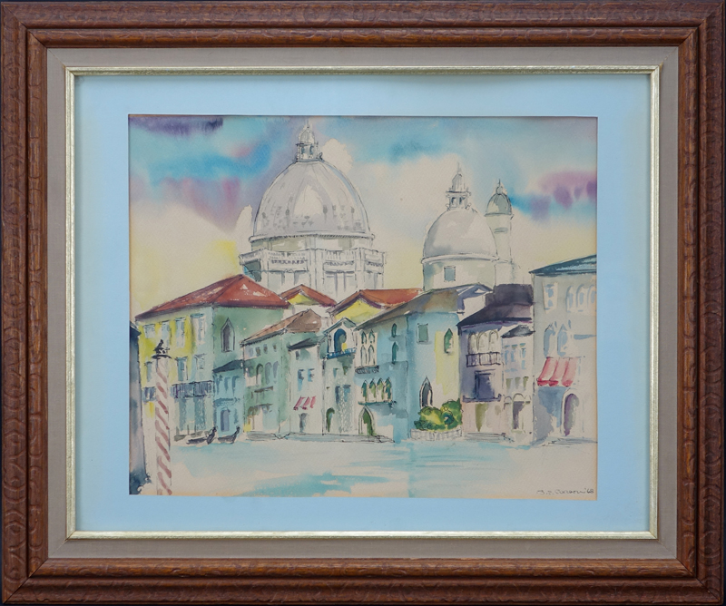 20th Century French Watercolor Signed S