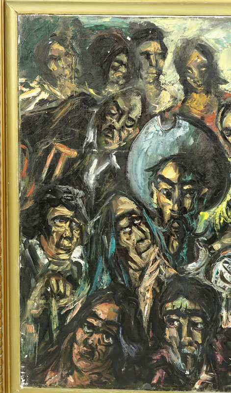 20th Century Oil on Canvas "Faces"