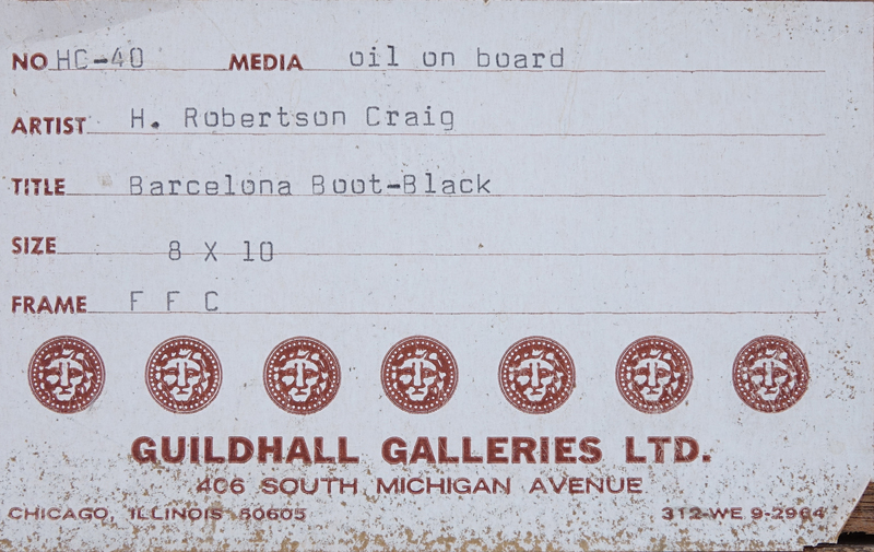 Henry Robertson Craig, British (1916 - 1984) Oil on Canvas Board "Barcelona Boot-Black"