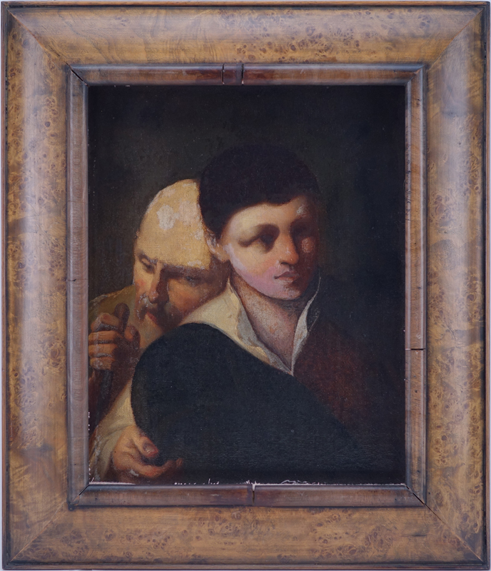 19/20th Century European School Oil On Canvas "Man & Boy" Unsigned