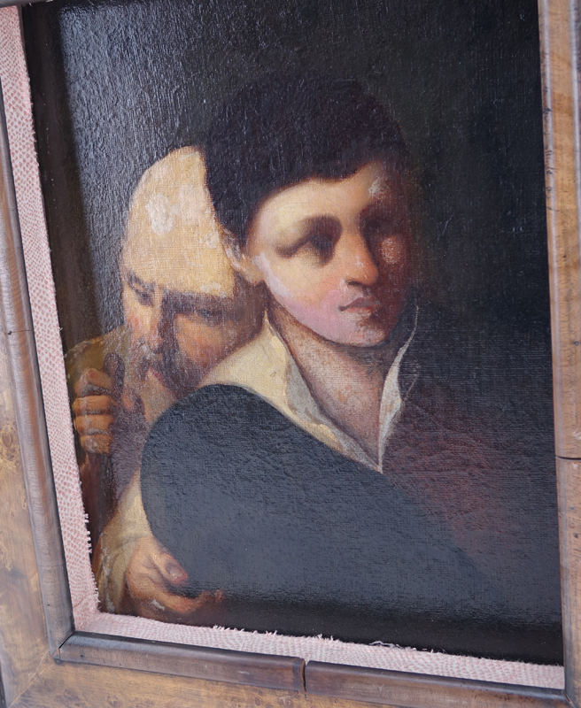 19/20th Century European School Oil On Canvas "Man & Boy" Unsigned