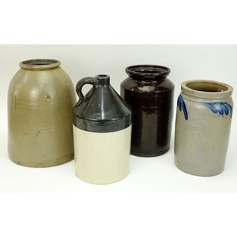 Collection of Four (4) Antique American Stoneware Crocks and Jug