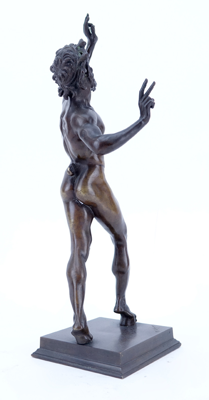 Bronze Sculpture of a Dancing Satyr/Pan Signed V