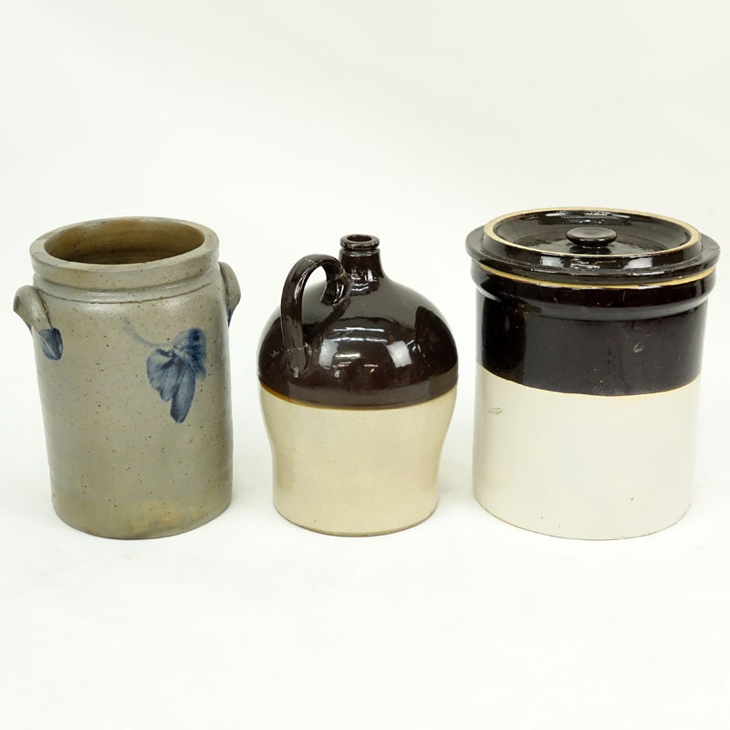 Collection of Three (3) Antique American Stoneware Crocks and Jug