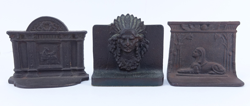 Three (3) Pair Antique Cast Iron Bookends
