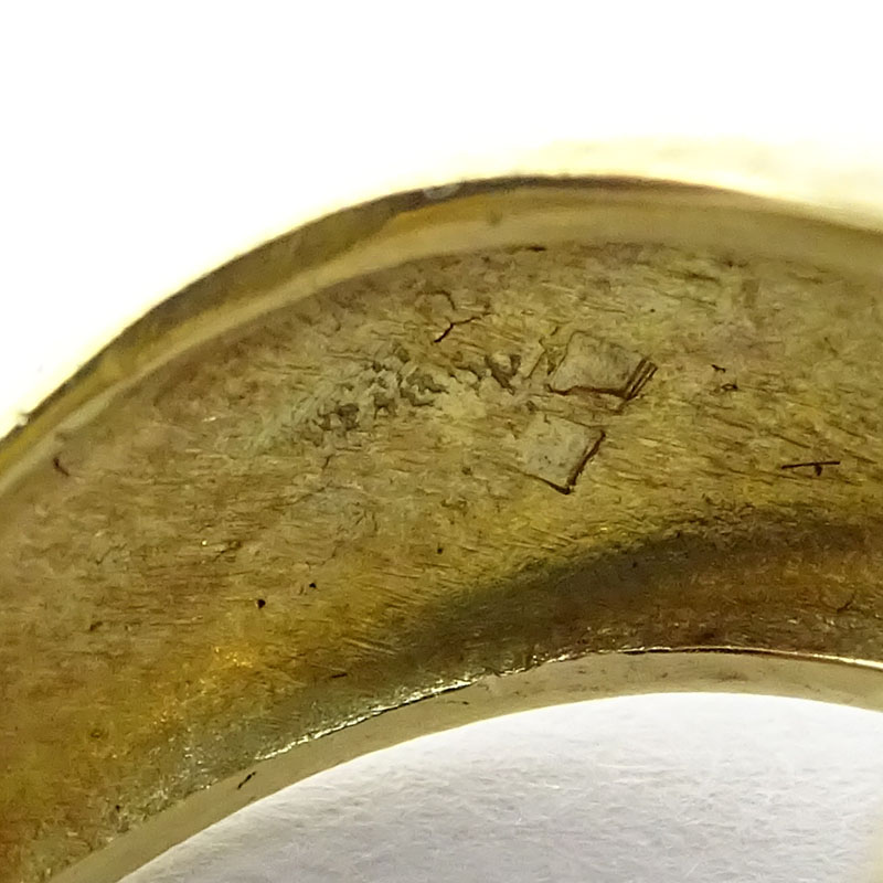 Square Cut Citrine, Diamond and 14 Karat Yellow Gold Ring