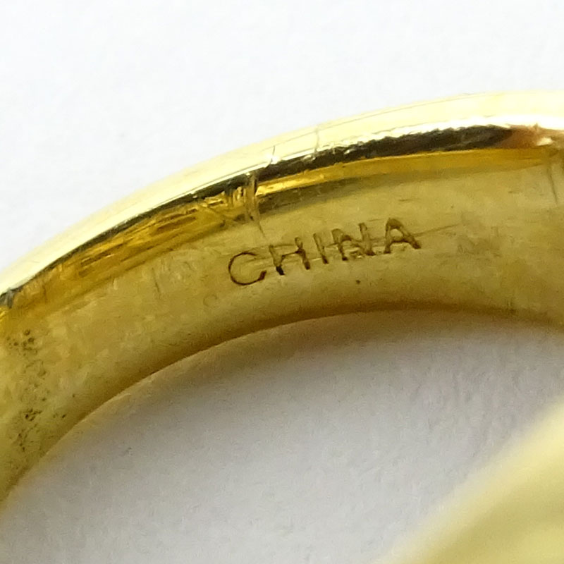 Vintage Oval Cut Rubelite Tourmaline, Diamond and 18 Karat Yellow Gold Ring
