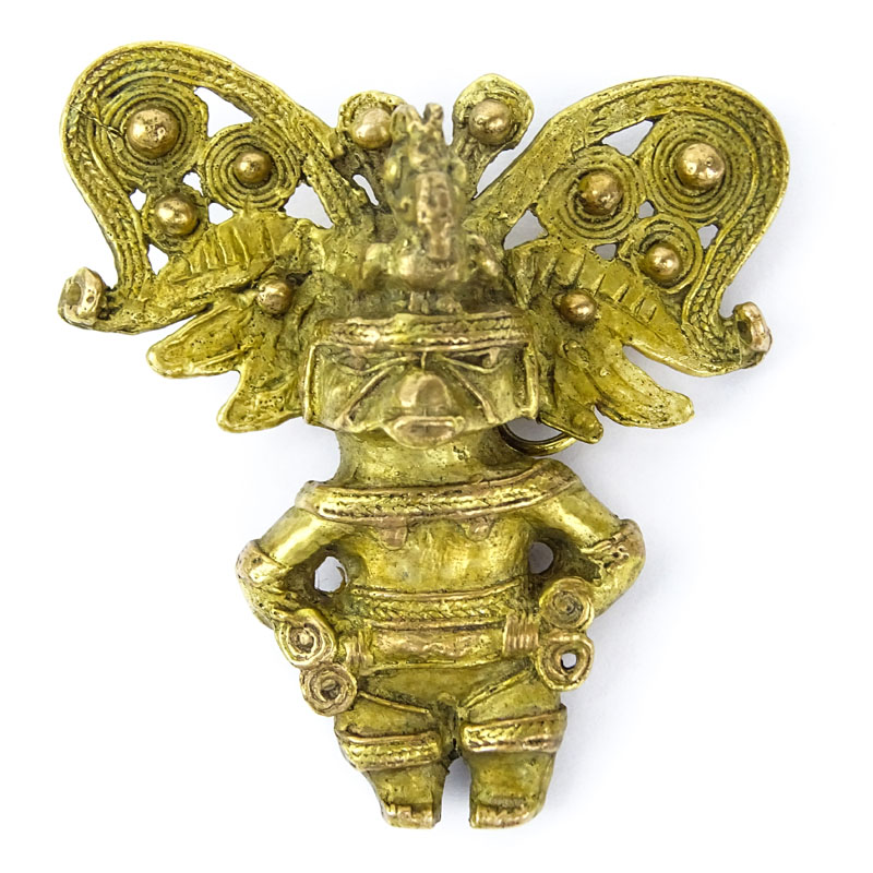 Pre-Colombian Copper Alloy Figure of a Deity now mounted as a pendant