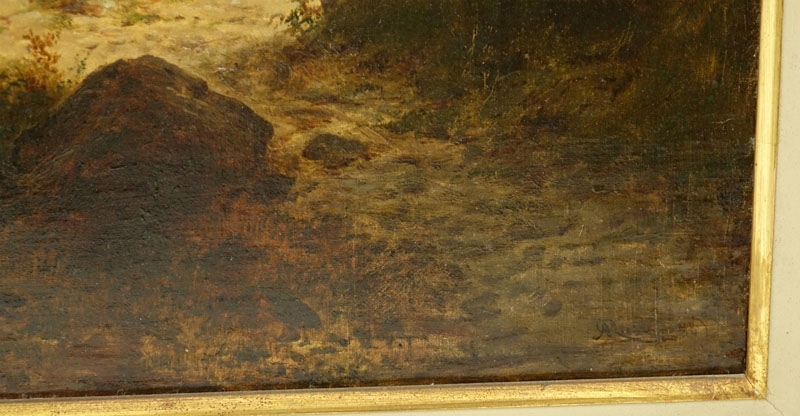 Large European School Oil On Canvas "Mountain Homestead"