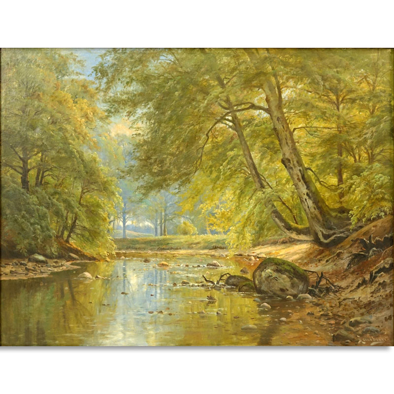 Large Oil On Canvas "Wooded Landscape"