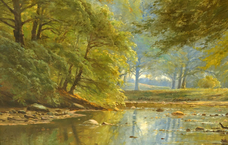 Large Oil On Canvas "Wooded Landscape"