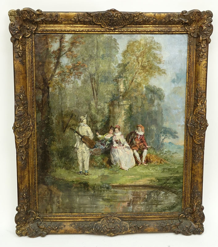 In the style of: Jean-Honore Fragonard, French (1732 - 1806) Oil on canvas "Couples In The Garden" Unsigned