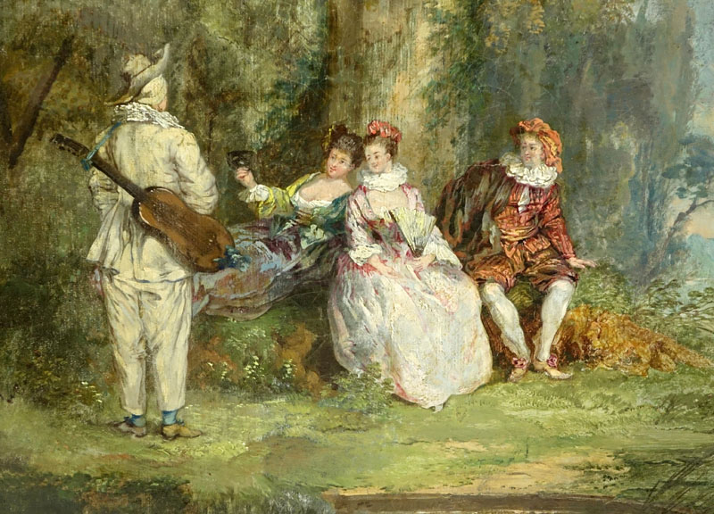 In the style of: Jean-Honore Fragonard, French (1732 - 1806) Oil on canvas "Couples In The Garden" Unsigned