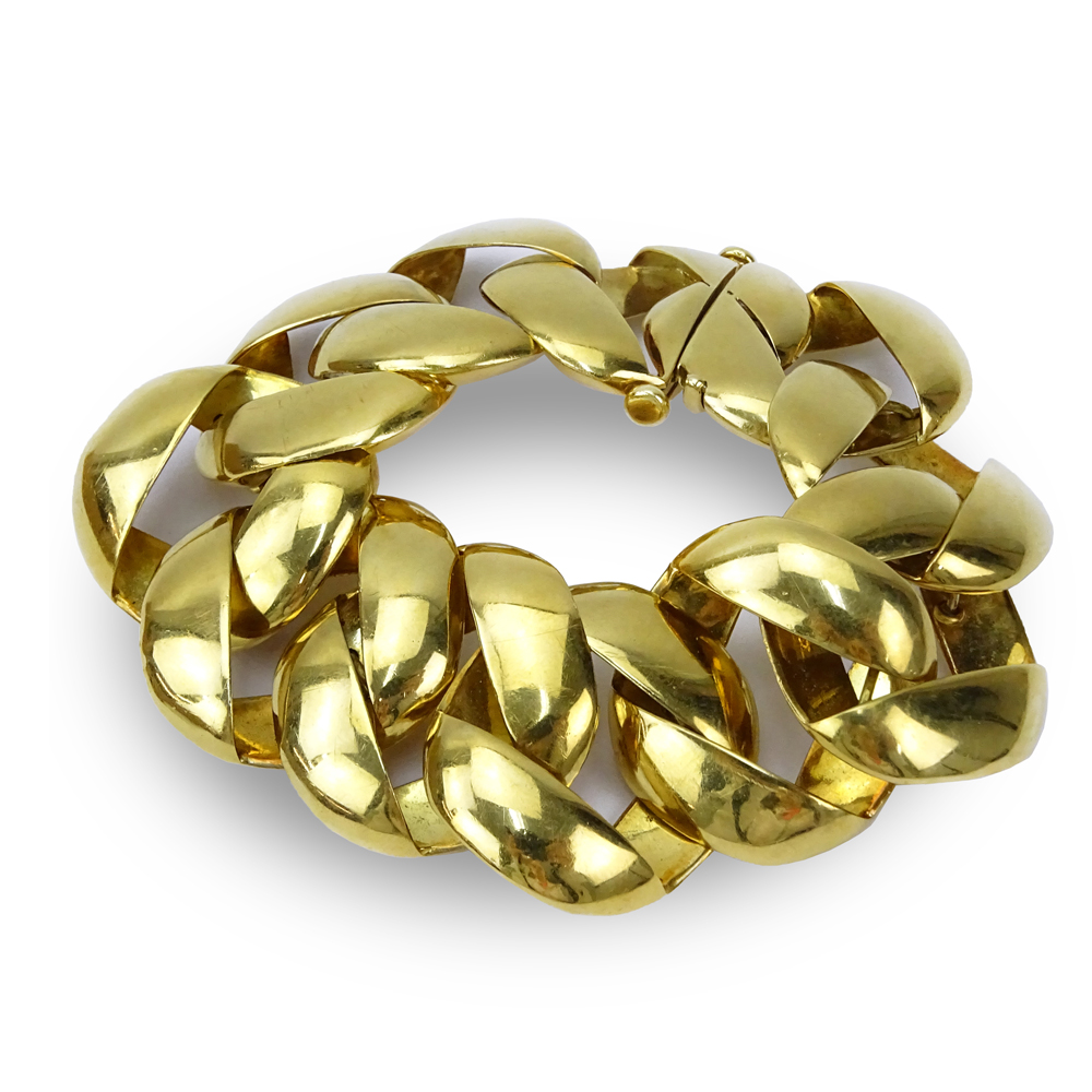 Contemporary Heavy 18 Karat Yellow Gold Link Bracelet