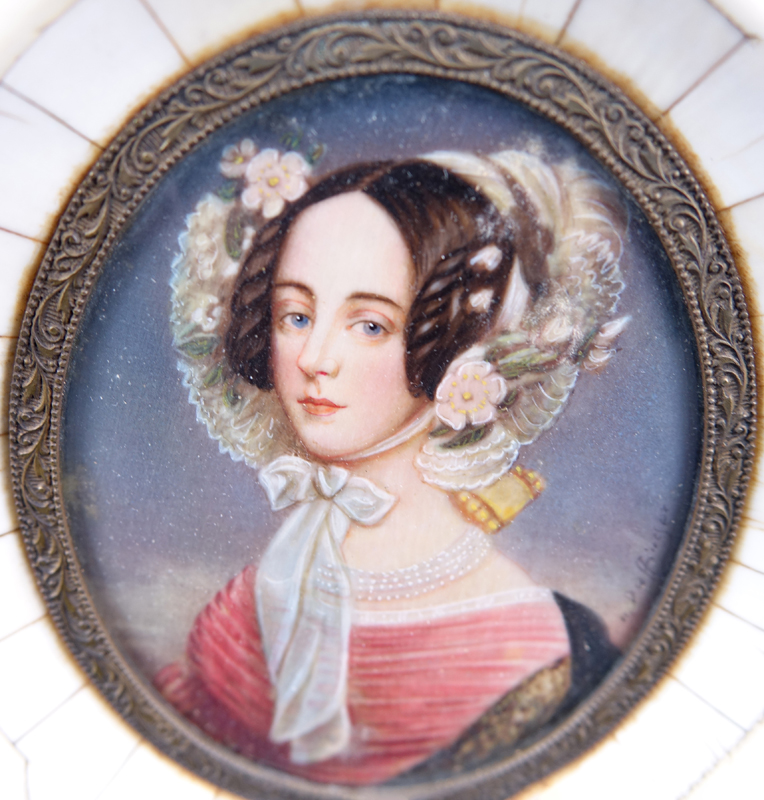 After: Moritz Michael Daffinger, Austrian (1790 - 1849)  Antique Miniature Portrait of Kaiserin Mariane von Oesterreich, Painted on Ivory and in Ivory Frame