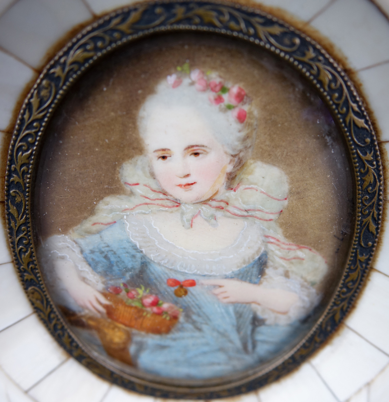 19th Century Victorian Miniature Portrait Painted on Ivory and in Ivory Frame
