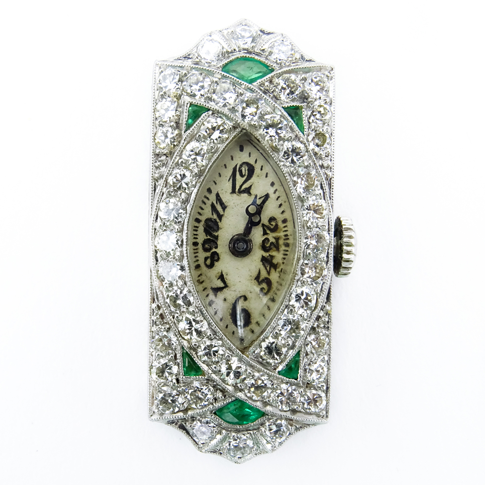  2.0 Carat Diamond, Emerald and Platinum Lady's Watch 