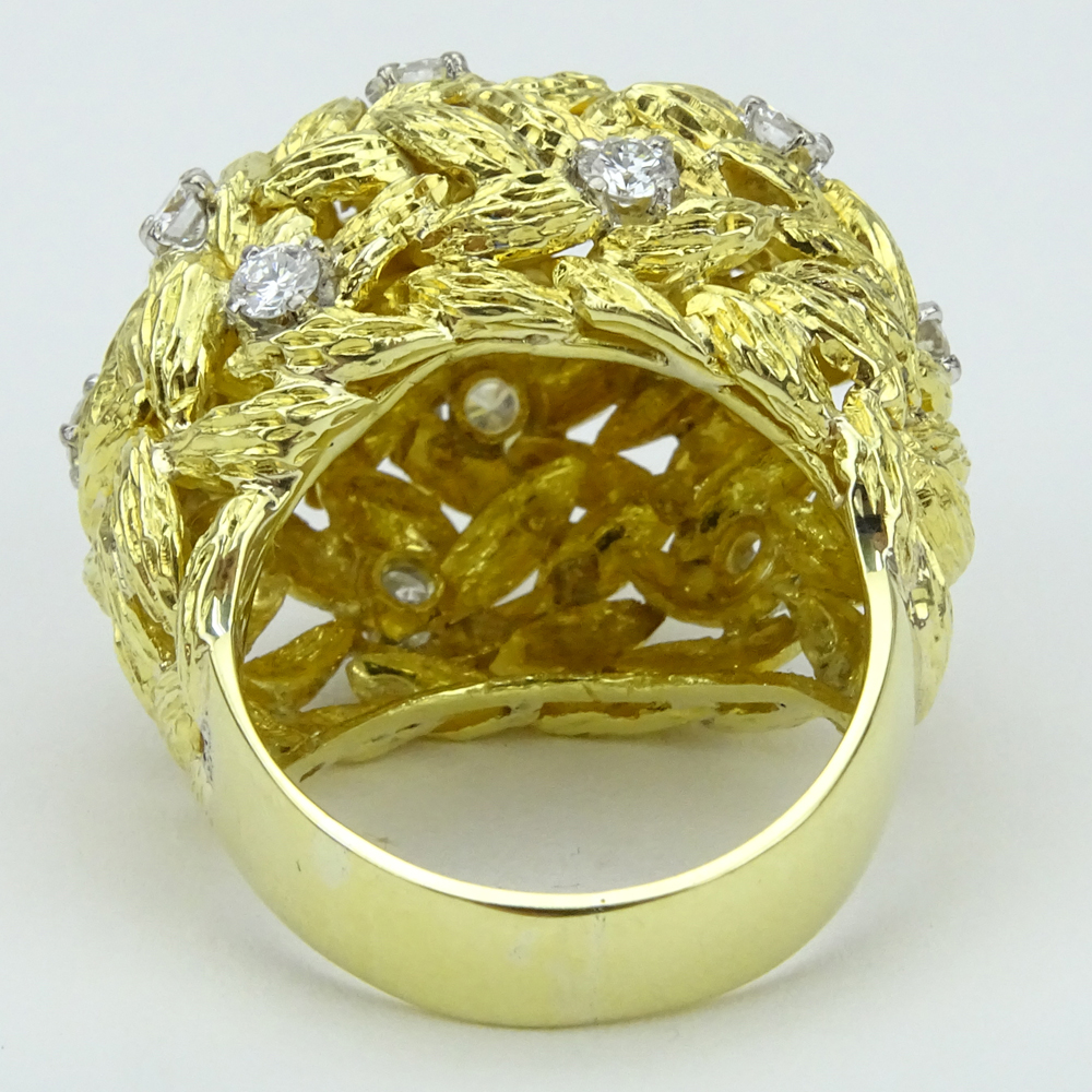 1.80 Carat Round Brilliant Cut Diamond and 18 Karat Yellow Gold Cocktail Ring.