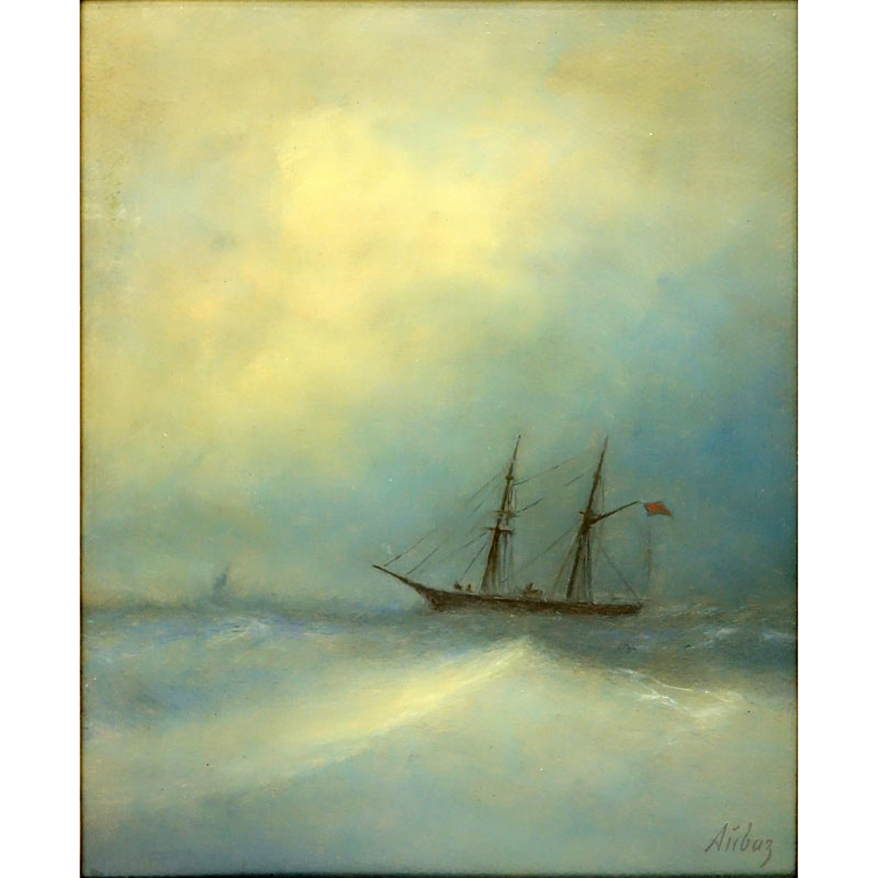 Ivan Konstantinovich Aivazovsky, Russian (1817-1900) Oil on Artist Board, Ship in Fog