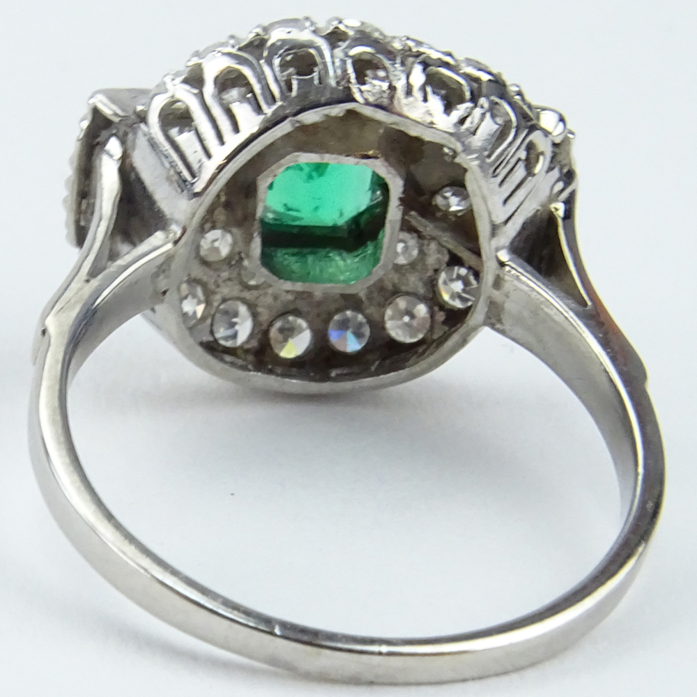 1.75 Carat Emerald and Diamond Platinum Ring.
