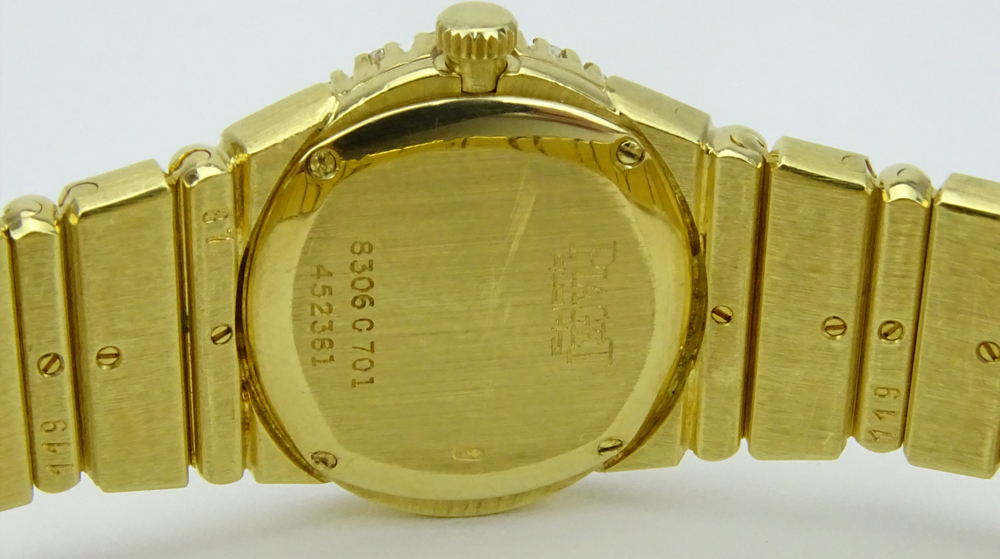 Lady's Piaget Polo Approx. 1.0 Carat Round Brilliant Cut Diamond and 18 Karat Yellow Gold Bracelet Watch