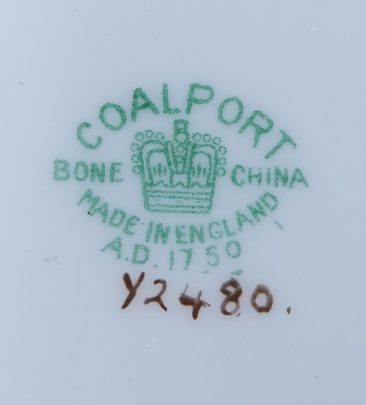 Forty (40) Piece Coalport Panel Green Porcelain Coffee Set