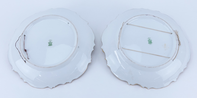 Two (2) Antique Limoges Coronet Hand painted Cabinet Plates