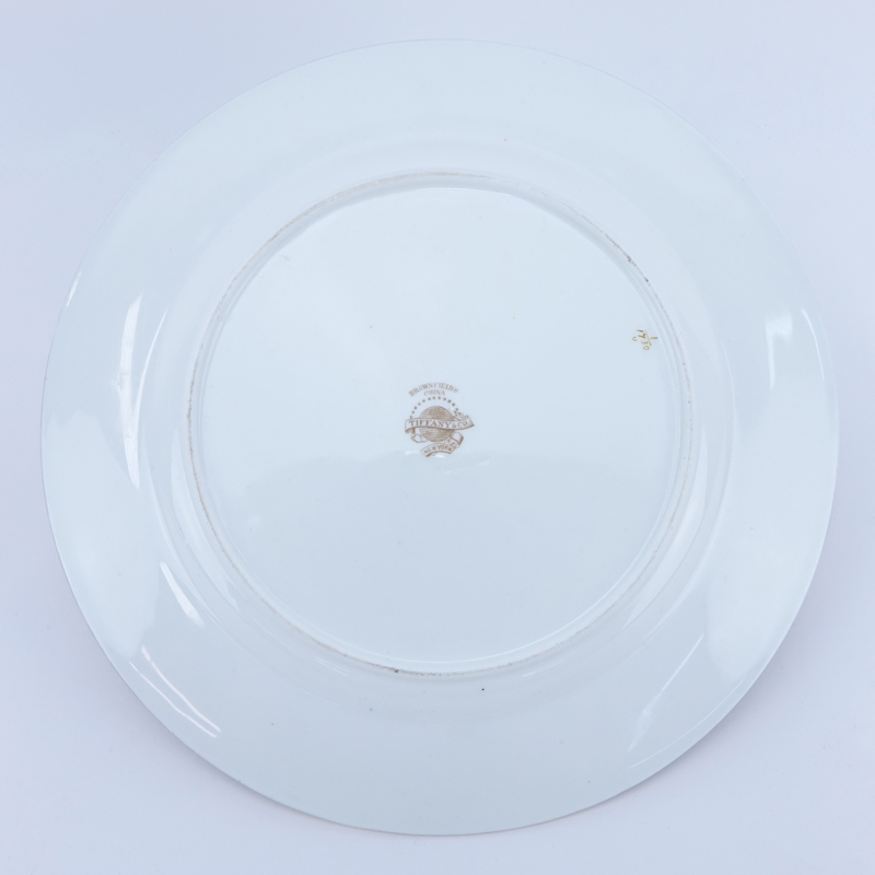 Eleven (11) Brownfields For Tiffany Cobalt and Gold Rimmed Porcelain Plates