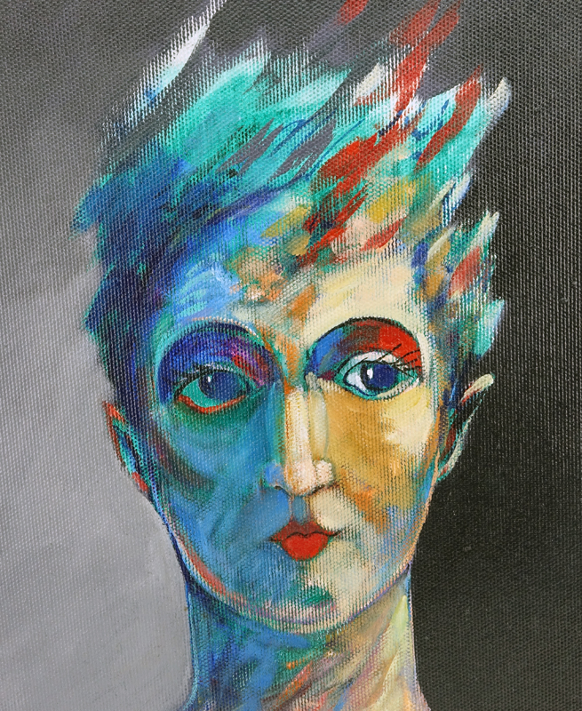 Jose Mario Ansalone, Argentine (1943 - ) Acrylic on canvas "Portrait Of A Woman"
