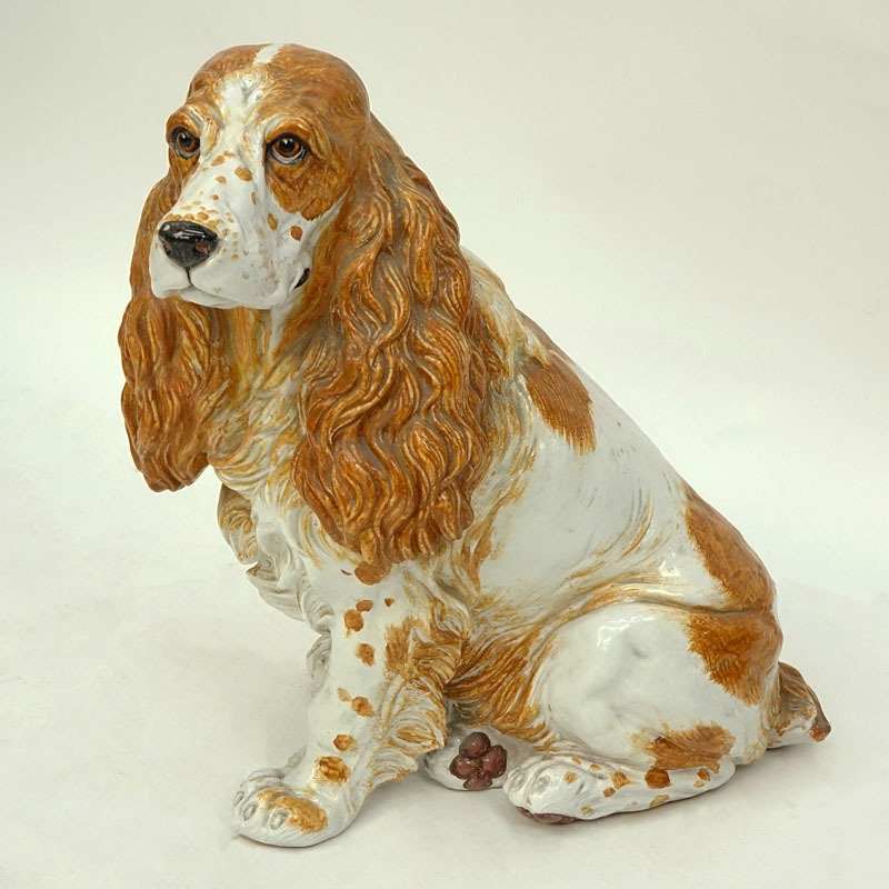 Large Mid Century Italian Hand painted Cocker Spaniel Dog Figure