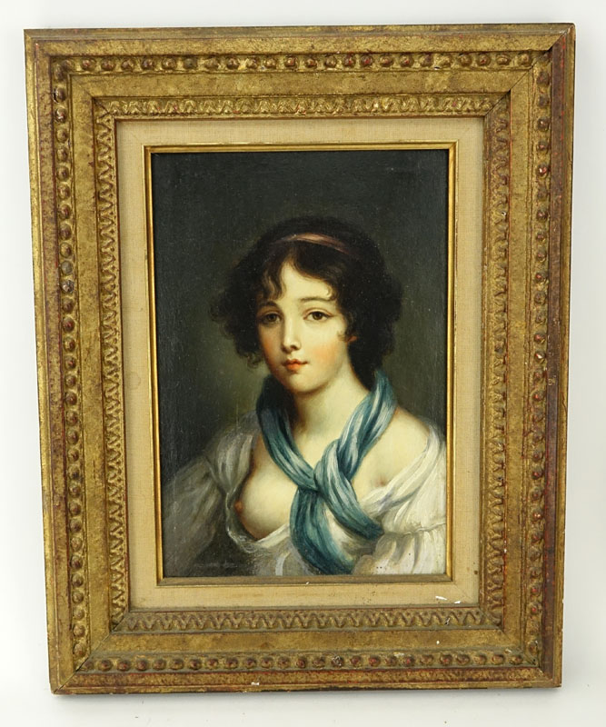 19/20th Century Oil on Panel Old Master Style, Portrait of a Young Beauty