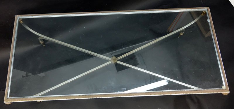 Mid Century Modern Stainless Steel Glass Top Table