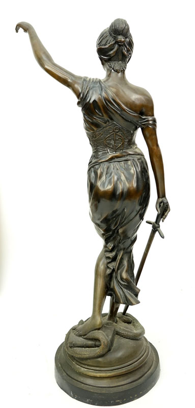 Large Art Nouveau Bronze Sculpture of Blind Justice (Themis)