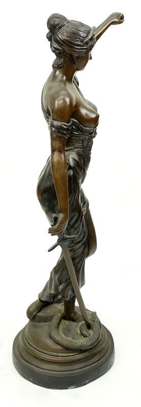 Large Art Nouveau Bronze Sculpture of Blind Justice (Themis)