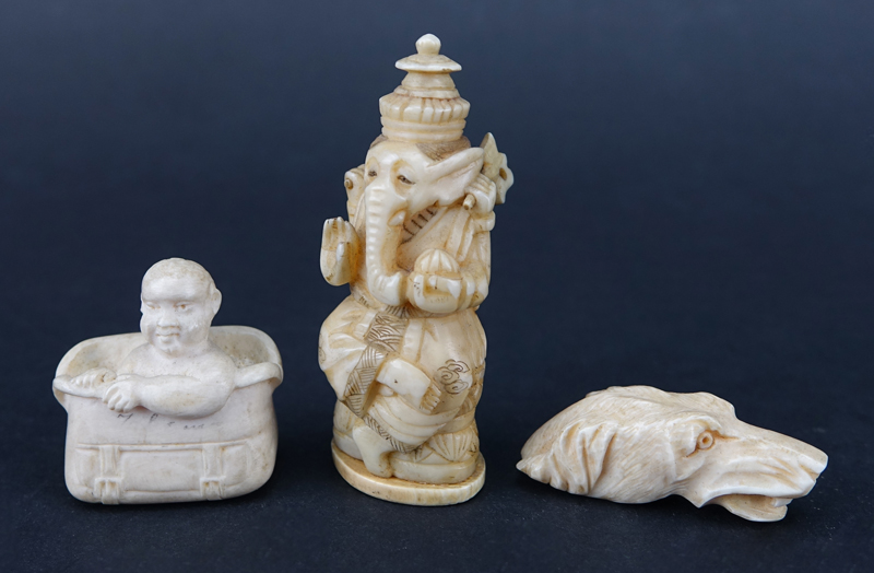 Collection of Five (5) Antique Carved Ivory Figurines